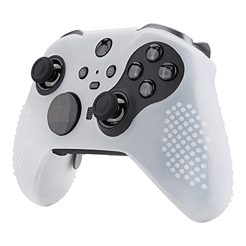eXtremeRate Funda de Silicona para Mando Xbox One Elite Protector Antideslizante Piel de Controlador Cubierta Skin Case para Controlador Xbox One Elite Serie 2 con Tapas de Joytick(Semitransparente)