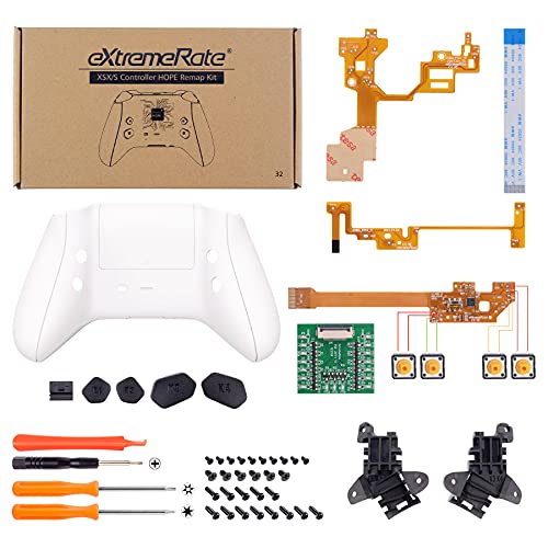 eXtremeRate Hope Programable Remap Kit para Xbox Series X/S Mando Actualización Board & Carcasa Trasera & Agarre & Botones Posteriores para Xbox Series S/X Control-No Incluye Mando(Blanco)