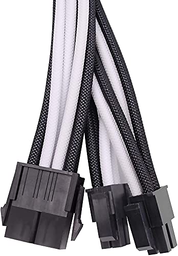 EZDIY-FAB Módulo de Cable con Funda de extensión de PSU Personalizado GPU PC Fuente de alimentación Nylon Suave Trenzado con Kit de Peine 24PIN/8PIN to 6+2Pin/ 8PIN to 4+4PIN-300MM - Negro y Blanco