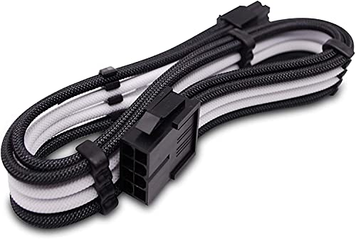 EZDIY-FAB Módulo de Cable con Funda de extensión de PSU Personalizado GPU PC Fuente de alimentación Nylon Suave Trenzado con Kit de Peine 24PIN/8PIN to 6+2Pin/ 8PIN to 4+4PIN-300MM - Negro y Blanco