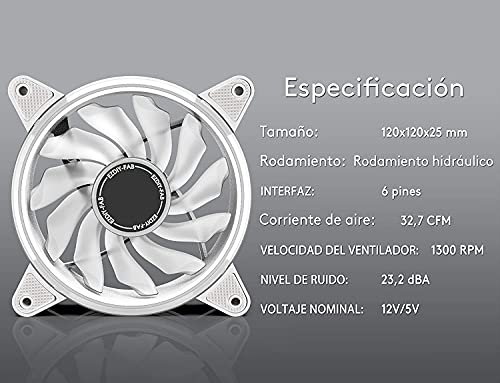 EZDIY-FAB Moonlight Ventilador de Caja RGB 120 mm con concentrador de Ventilador X,Placa Base Aura Sync,Control de Velocidad,Ventilador direccionable para Caja de PC-Blanco 3 Pack