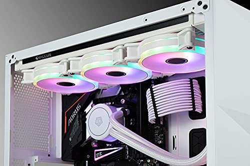 EZDIY-FAB Moonlight Ventilador de Caja RGB 120 mm con concentrador de Ventilador X,Placa Base Aura Sync,Control de Velocidad,Ventilador direccionable para Caja de PC-Blanco 6 Pack