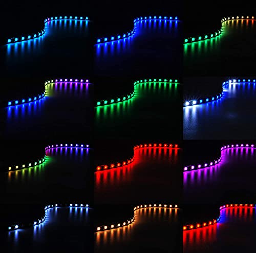 EZDIY-FAB Tiras de LED RGB direccionables con imán para la Caja de la computadora de la PC, con Control Remoto (Compatible con ASUS Aura Sync y MSI Mystic Light Sync) -2 Pack 40cm
