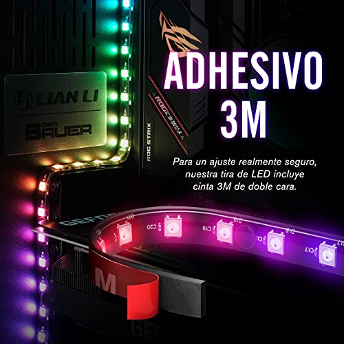 EZDIY-FAB Tiras de LED RGB direccionables con imán para la Caja de la computadora de la PC, con Control Remoto (Compatible con ASUS Aura Sync y MSI Mystic Light Sync) -2 Pack 40cm