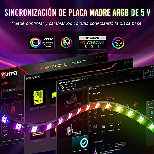 EZDIY-FAB Tiras de LED RGB direccionables con imán para la Caja de la computadora de la PC, con Control Remoto (Compatible con ASUS Aura Sync y MSI Mystic Light Sync) -2 Pack 40cm