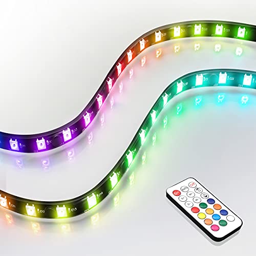 EZDIY-FAB Tiras de LED RGB direccionables con imán para la Caja de la computadora de la PC, con Control Remoto (Compatible con ASUS Aura Sync y MSI Mystic Light Sync) -2 Pack 40cm