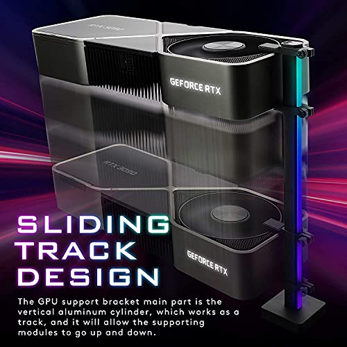EZDIY-FAB Titular de la Tarjeta gráfica, Soporte de GPU 5V 3Pin ARGB, Soporte para Tarjeta de Video Sag Holder Soporte de Funda, Aluminio anodizado (Negro)