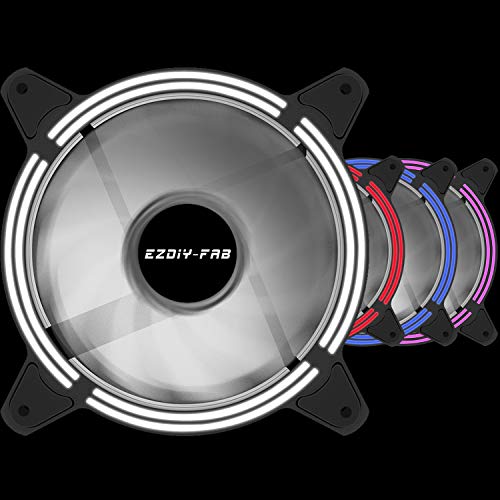 EZDIY-FAB Ventilador LED de 120 mm,Ventilador de Caja de Doble Marco LED para Cajas de PC,silencioso de Alto Flujo de Aire,enfriadores de CPU y radiadores,Blanco 3-Pin-3-Pack