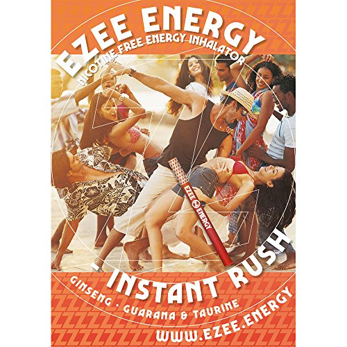 Ezee Energy Inhalador de alta energía libre de nicotina para el camino 400 inhalaciones desechables Ginseng - Taurina - Guaraná Paquete de 2