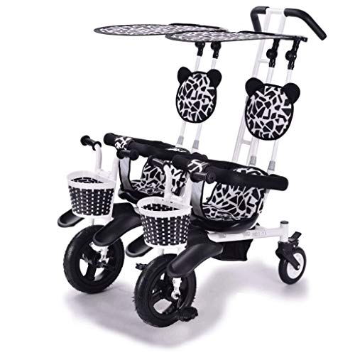 FABAX Cochecito de triciclo gemelo doble bicicleta bicicleta de bebé cinco modos gratis con 3 puntos protección de seguridad carro carro carro bebé carro bebé bebé carro (color: A)