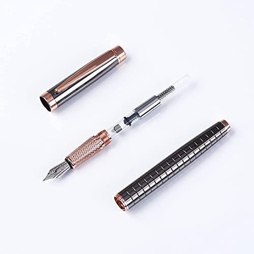 FACILE SCRIPTUM | Modelo Alice Rosé | Pluma metálica de alta calidad con fino estuche de cuero sintético | Oro rosado y gris plata