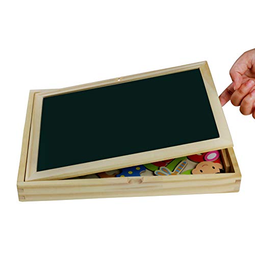 Fajiabao Puzzle Rompecabezas Madera Magnética,Juguetes de Madera con Pizarra Magnética para Dibujo de Doble Cara,Juegos Educativos Juguetes Niños Niñas 3 4 5 Años