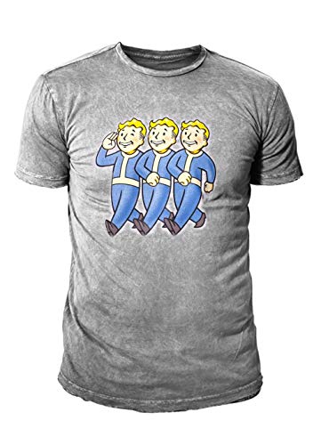 Fallout 76 - Camiseta de manga corta para hombre, diseño de 3 Vault Boys (tallas S-XL), color gris gris S