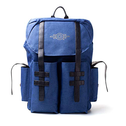 Fallout 76 Vault-tec Gold Foil Logo Backpack, Unisex, One Size, Blue Melange/Black (BP222483FAL) Mochila tipo casual, 41 cm, Azul (Blue)