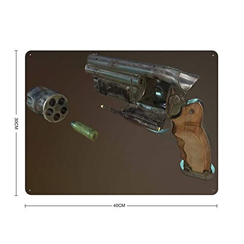 Fallout New Vegas Game Gun Model Weapon 2 Cartel retro de metal de lata de arte chic retro pintura de hierro bar cafetería familia garaje cartel decoración de pared 30 x 40 cm