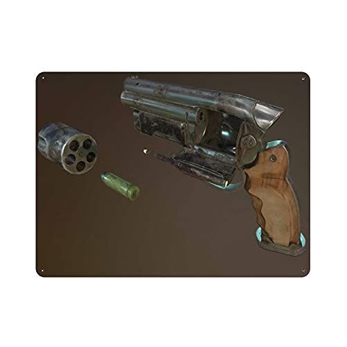 Fallout New Vegas Game Gun Model Weapon 2 Cartel retro de metal de lata de arte chic retro pintura de hierro bar cafetería familia garaje cartel decoración de pared 30 x 40 cm