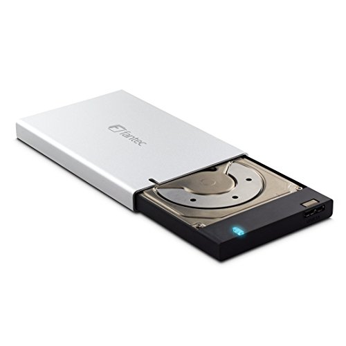 Fantec ALU-25B31 - Carcasa externa para discos duros de 6,35cm (2,5'') SATA y SSD, conexión supervelocidad+ USB 3.1 de hasta 10Gibt/s y UASP, enfriamiento pasivo, de aluminio, plata