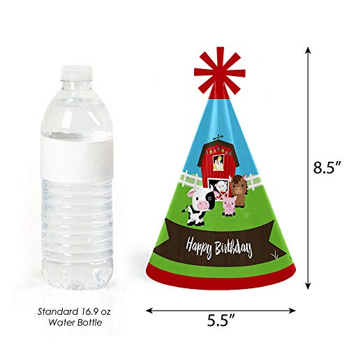 Farm Animals - Sombreros de fiesta de cumpleaños para niños y adultos - Juego de 8 (tamaño estándar)