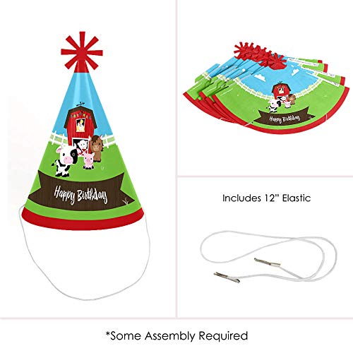 Farm Animals - Sombreros de fiesta de cumpleaños para niños y adultos - Juego de 8 (tamaño estándar)