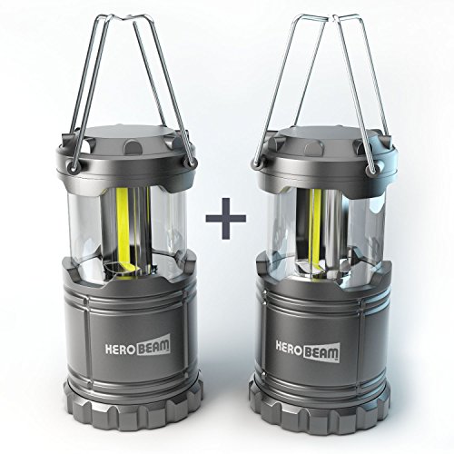Farol de Camping LED HeroBeam® - Linterna de Camping ¡Tecnología COB LED – Lámpara Plegable con Imanes y Gancho para acampar - Iluminación genial para camping, festivales, vehículos, cobertizos, garajes y cortes de suministro eléctrico - INCLUYE PILAS