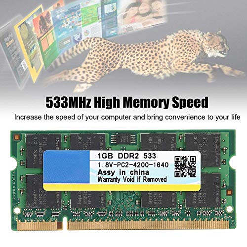 fasient 1 GB RAM DDR2 Memoria de Computadora Portátil, 533 MHz PC2-4200 200 Pines Módulo de Memoria para Laptop, para Intel/AMD