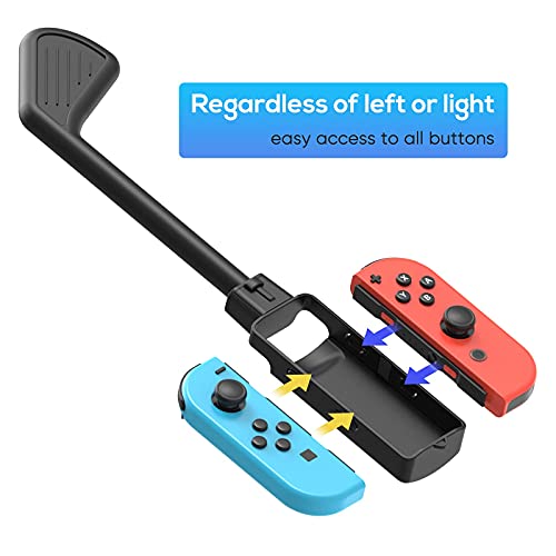 FASTSNAIL Mango de Golf Club para Mario Golf: Super Rush para Nintendo Switch, accesorios de controlador con palo ajustable y correa de muñeca para Joy-con Joy-pad, 1 paquete, negro