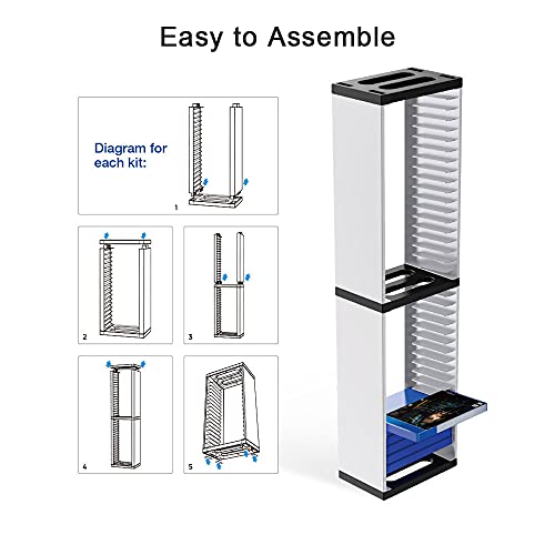 Feicuan Juego Torre de Almacenamiento para PS5, BLU-Ray Torre de Almacenamiento Estante almacenar hasta 36 Juegos, Soporte Vertical para PS4 Slim Pro, Xbox One Slim,Switch