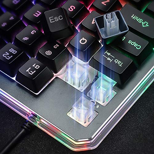 Feicuan Teclado de una Mano Gaming y ratón, Anti-Efecto Fantasma de 35 Teclas RGB retroiluminado Reposamuñecas, Ratón para Juegos con Cable con luz de respiración para PUBG Fps LOL CSGO PC Gamer