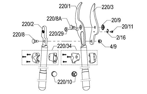 FELCO 11510062 11510062-Bypass-p.2man-40mm-mult 220-80, Rosso