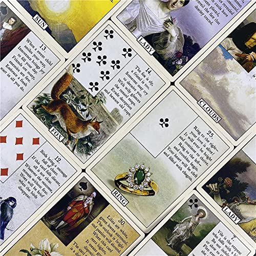 FEZBD Bluebird Lenormand Oracle Tarjetas Misterio Guía adivinación Destiny Destiny Tarot Card Juego para Regalos de Amigos de la Familia
