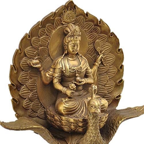 FFAN Mahamayuri Pure Copper Peacock Ming King Mother Buddha Hall Adora Las estatuas de Buda Protegen el Mundo King Kong Religión Regalo Espíritus malignos Dinero Dibujo Riqueza Fortuna Good Life