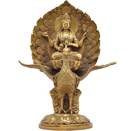 FFAN Mahamayuri Pure Copper Peacock Ming King Mother Buddha Hall Adora Las estatuas de Buda Protegen el Mundo King Kong Religión Regalo Espíritus malignos Dinero Dibujo Riqueza Fortuna Good Life