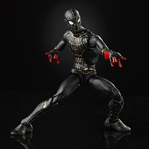 Figura de acción Coleccionable de 15 cm de Spider-Man con Traje Negro y Dorado, 2 Accesorios y 1 Pieza de Figura para armar Marvel Legends Series