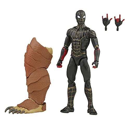 Figura de acción Coleccionable de 15 cm de Spider-Man con Traje Negro y Dorado, 2 Accesorios y 1 Pieza de Figura para armar Marvel Legends Series