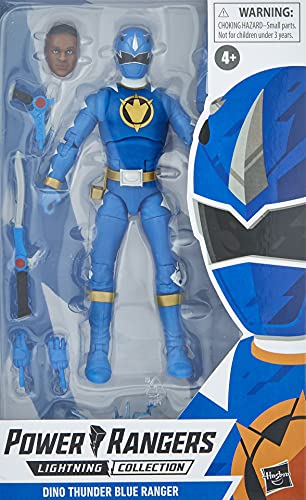 Figura de acción Coleccionable Premium de 15 cm de Ranger Azul Dino Thunder de Power Rangers Lightning Collection con Accesorios