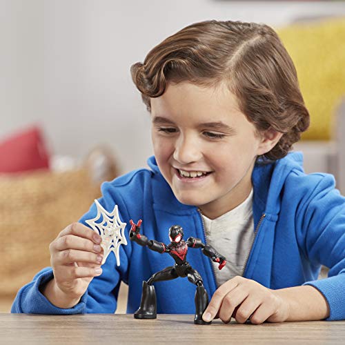 Figura de acción de Miles Morales de Marvel Spider-Man Bend and Flex, Figura Flexible de 15 cm, Incluye Accesorio arácnido, a Partir de 4 años