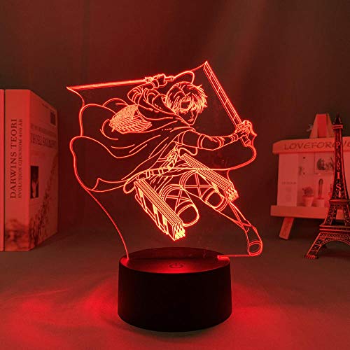 Figura de anime ilusión lámpara ataque a Titan Levi Ackerman LED luz nocturna para dormitorio decoración infantil ataque a titanio mesa 3D Aot Levi-Touch Control