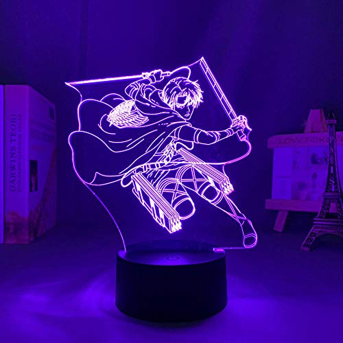 Figura de anime ilusión lámpara ataque a Titan Levi Ackerman LED luz nocturna para dormitorio decoración infantil ataque a titanio mesa 3D Aot Levi-Touch Control