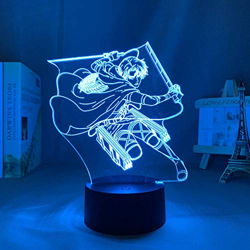 Figura de anime ilusión lámpara ataque a Titan Levi Ackerman LED luz nocturna para dormitorio decoración infantil ataque a titanio mesa 3D Aot Levi-Touch Control