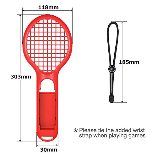 FiiMoo Raqueta de tenis para Nintendo Switch 【 2pzs 】 Joy Con Controller Grip Sports Game Accesorios para Mario Tennis Aces (Azul & Rojo)