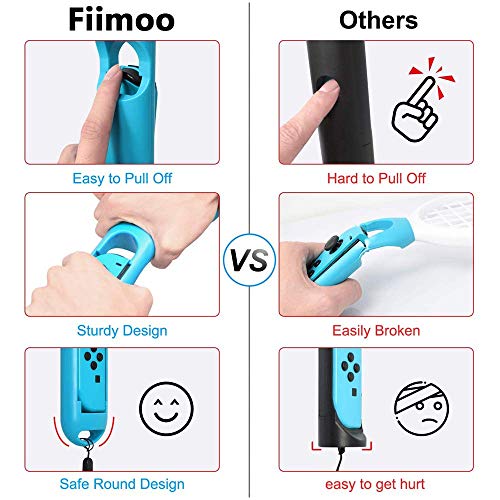 FiiMoo Raqueta de tenis para Nintendo Switch 【 2pzs 】 Joy Con Controller Grip Sports Game Accesorios para Mario Tennis Aces (Azul & Rojo)