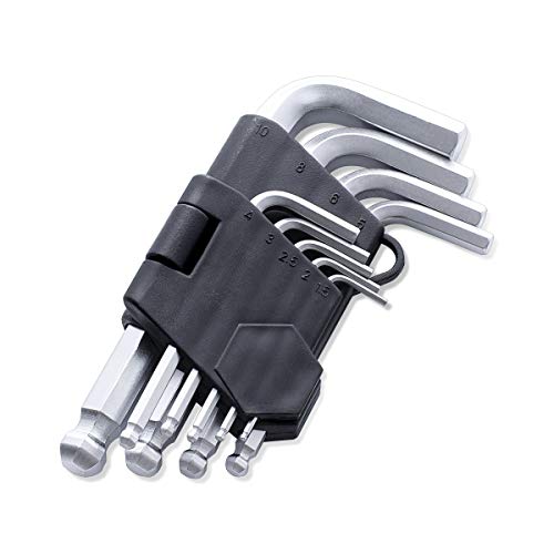 FINDER XJ193129P Allen Wrench Set, Hex Key Set with Arm Ball End, Metric, Set of 9 pieces, Standard