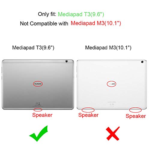 Fintie Funda para Huawei MediaPad T3 10 - [Multiángulo] Folio Carcasa con Bolsillo de Documentos Función de Soporte para Huawei Mediapad T3 10 Tablet 9.6 Pulgadas IPS HD, Oro Rosa