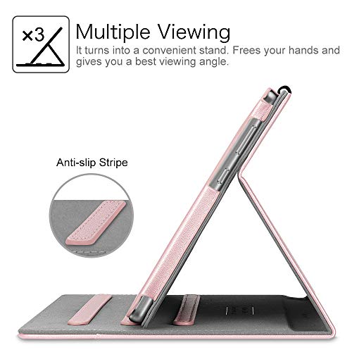 Fintie Funda para Huawei MediaPad T3 10 - [Multiángulo] Folio Carcasa con Bolsillo de Documentos Función de Soporte para Huawei Mediapad T3 10 Tablet 9.6 Pulgadas IPS HD, Oro Rosa