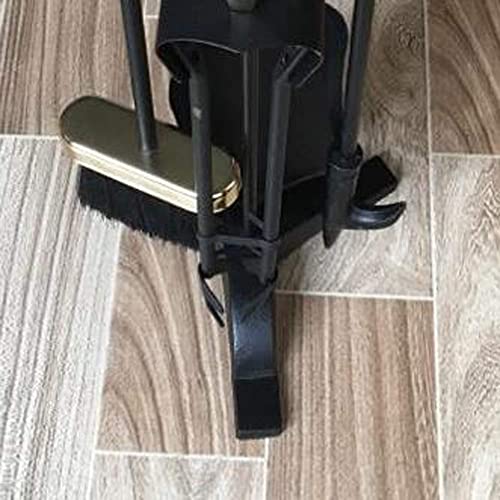 Fireplace Tools/fireplace accessories 4 piece Durable fireplaces tools wrought iron outdoor indoor fireplaces Hearth Tool Set with Stand Base Holder (Black)