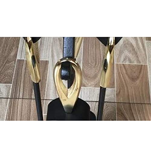 Fireplace Tools/fireplace accessories 4 piece Durable fireplaces tools wrought iron outdoor indoor fireplaces Hearth Tool Set with Stand Base Holder (Black)