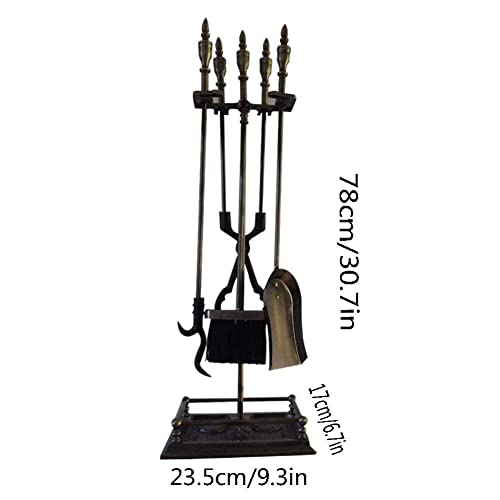 Fireplace Tools/fireplace accessories 4 piece Durable fireplaces tools wrought iron outdoor indoor fireplaces Hearth Tool Set with Stand Base Holder (Black)