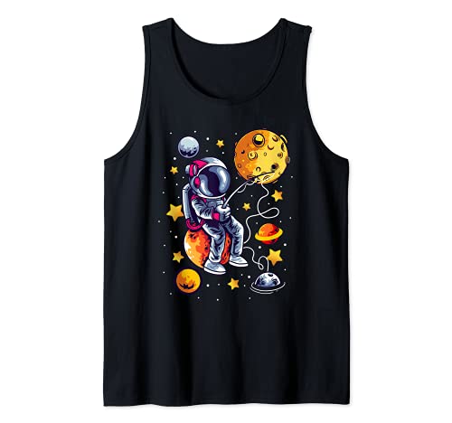 Fishing Astronaut In Space Planets Galaxy Fisherman Camiseta sin Mangas