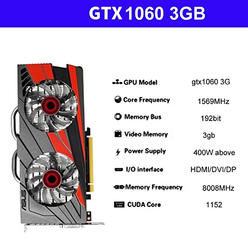 Fit for ASUS GTX 1060 6Gb Gráficos GPU Gtx1060 5G Tarjeta de Video NVIDIA Juego de computadora Pubg Mapa de computadora de Escritorio No GTX 960 RX 580 VGA DVI
