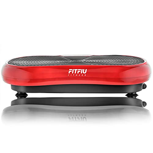 FITFIU Fitness PV-100 - Plataforma Vibratoria Oscilante, con movimiento en 2 planos, 400 W, 99 velocidades, 9 programas predeterminados, 2 cuerdas elásticas, mando, peso máx 150 kg, color Rojo